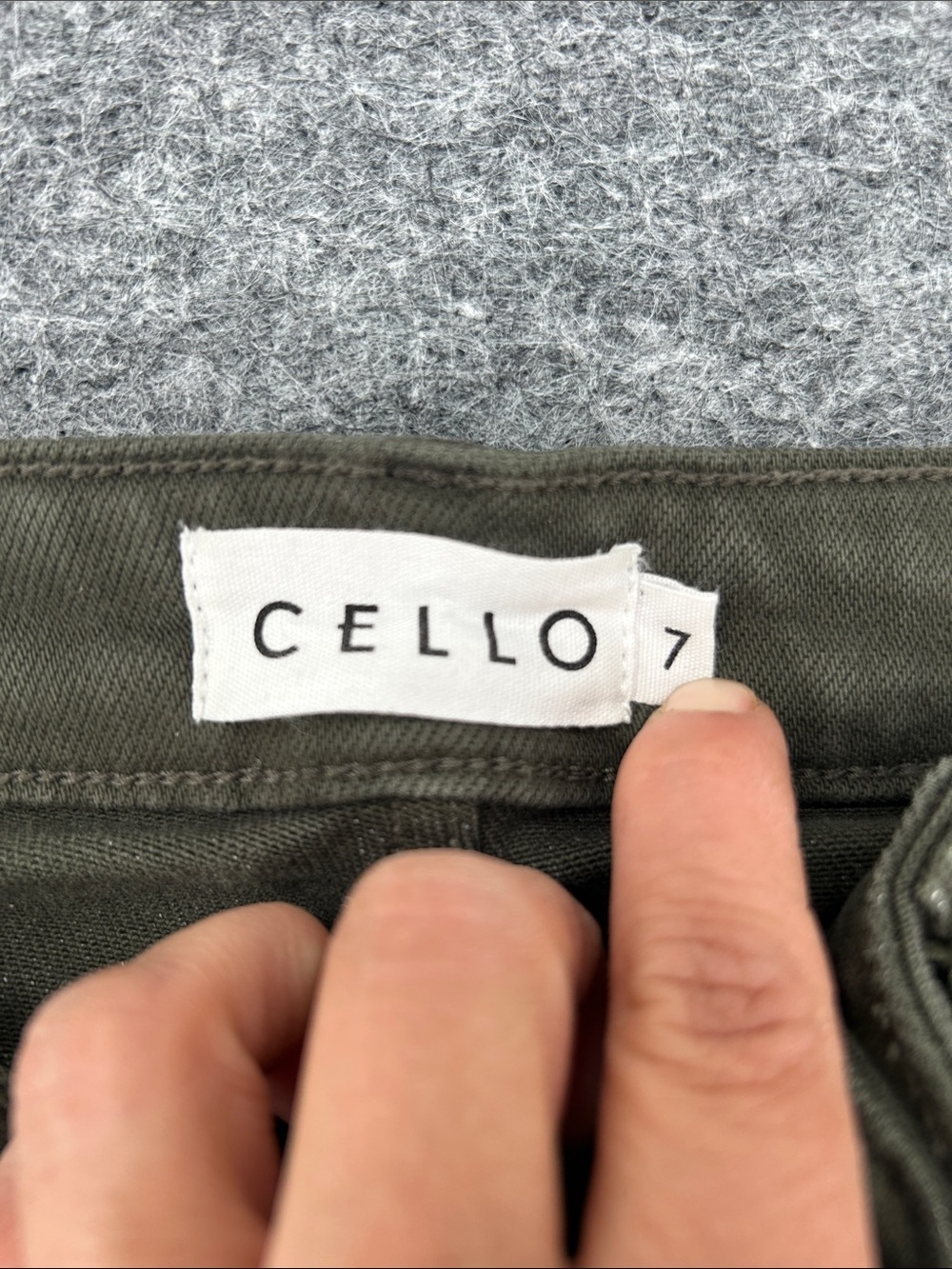 Cello Olive Green Denim Waistband Detail High Rise Flare Stretch Jean Size 7 - Picture 2 of 15